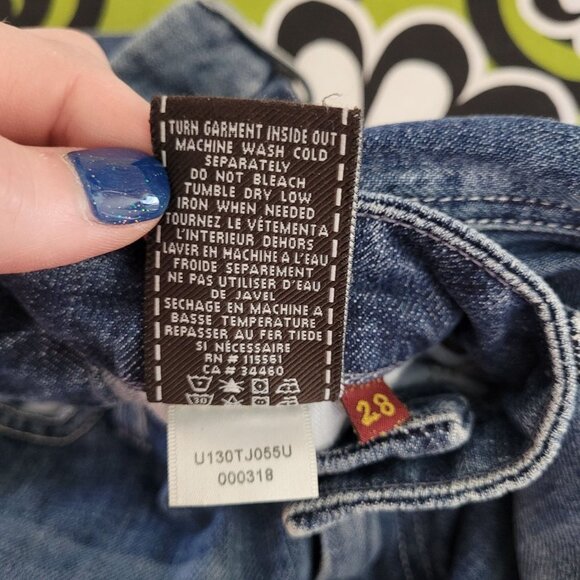 7 for all mankind womens 28 blue medium wash denim a pocket bootcut jeans - Picture 4 of 7